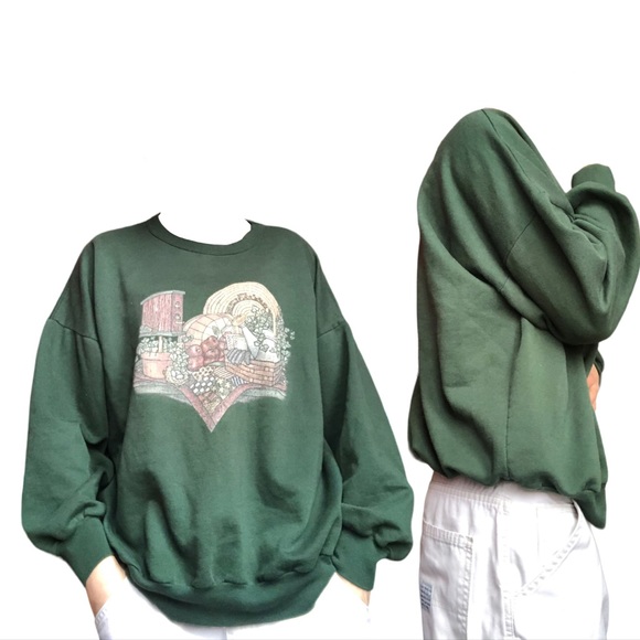 Crewneck dark green fruit design vintage retro baggy - Picture 8 of 8